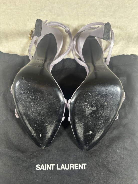 Saint Laurent YSL Lila Sandals Crepe Satin Lilac Light Purple Color Size 37.5 - Picture 8 of 10